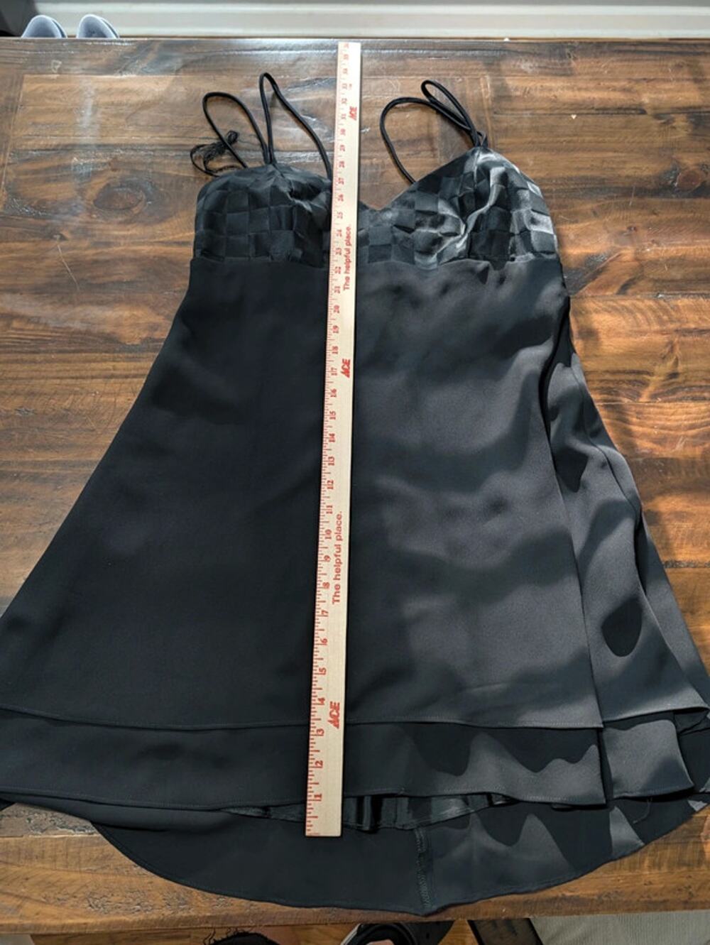 Vintage 90s Roberta Black Babydoll Mini Dress 13/14 Basketweave Satin Bodice USA